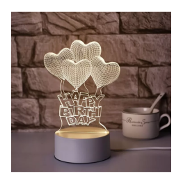 3D Lampa "Laimīgu dzimšanas dienu", 3 krāsas