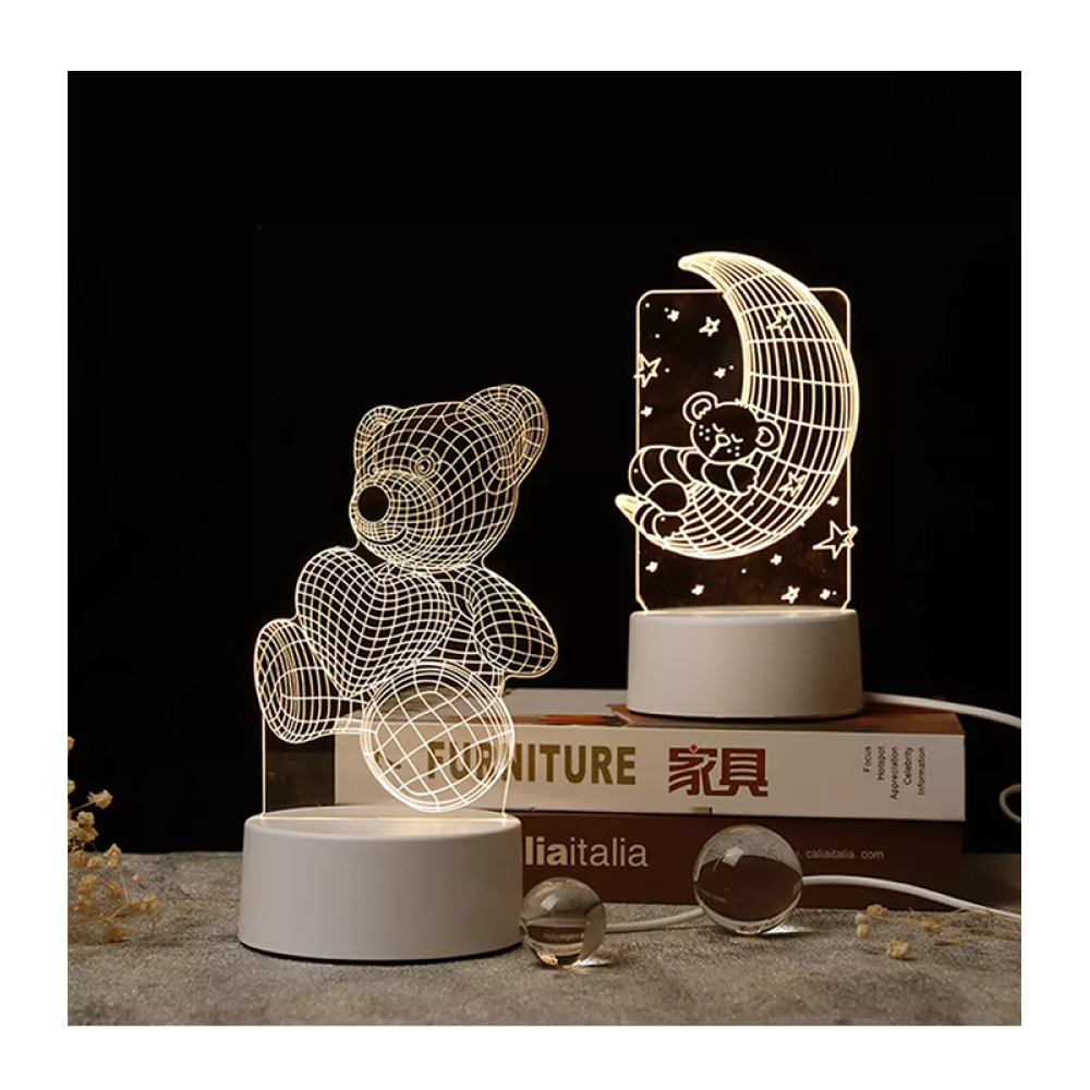 3D Lampa "Es tevi mīlu", 3 krāsas