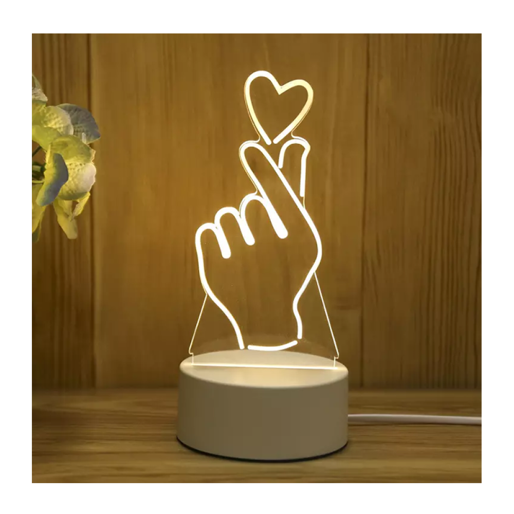 3D Lampa "Pirkstu sirds", 3 krāsas