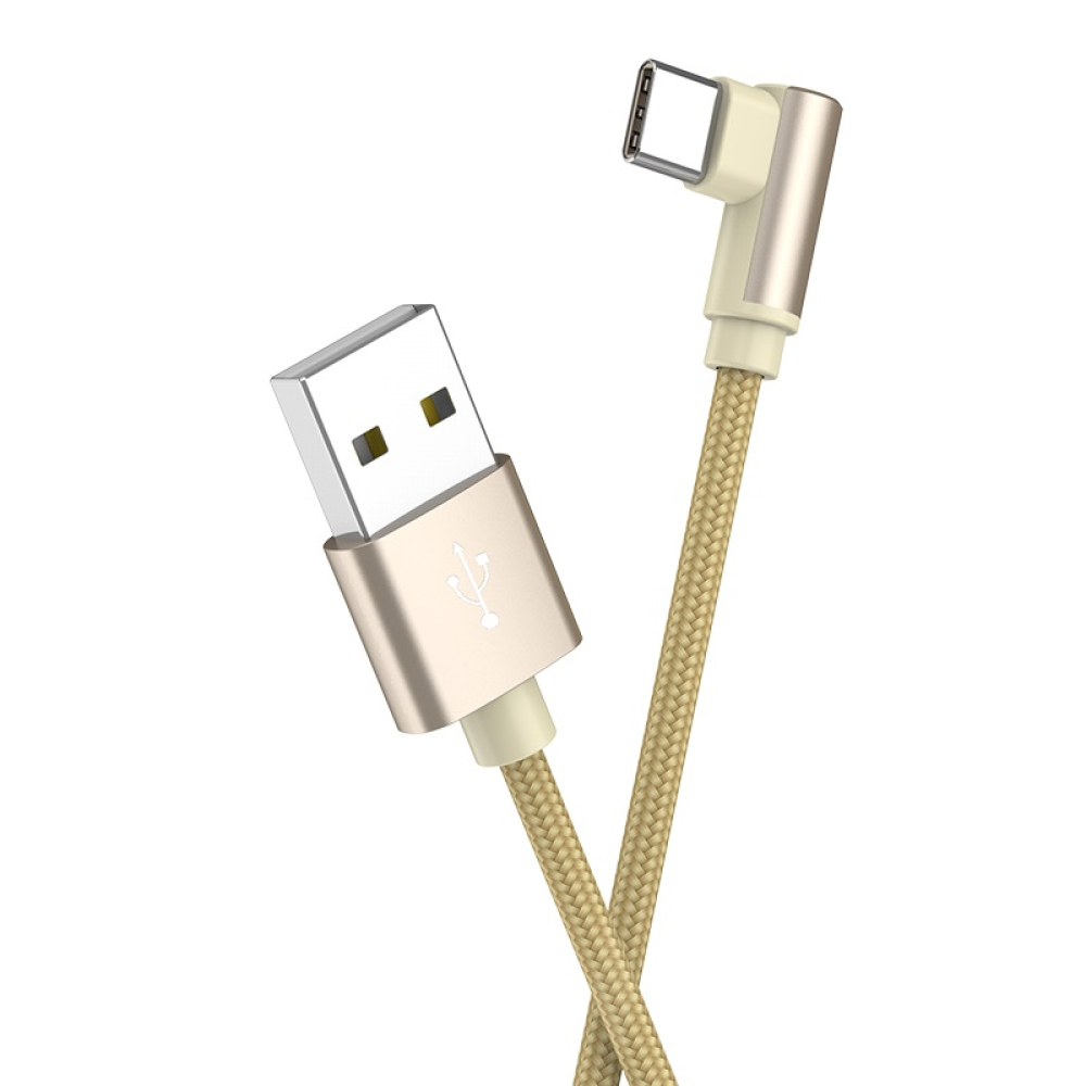 Kabelis Borofone BX26 Express - USB to Micro USB - angled 2,4A 1 metrs, zelta