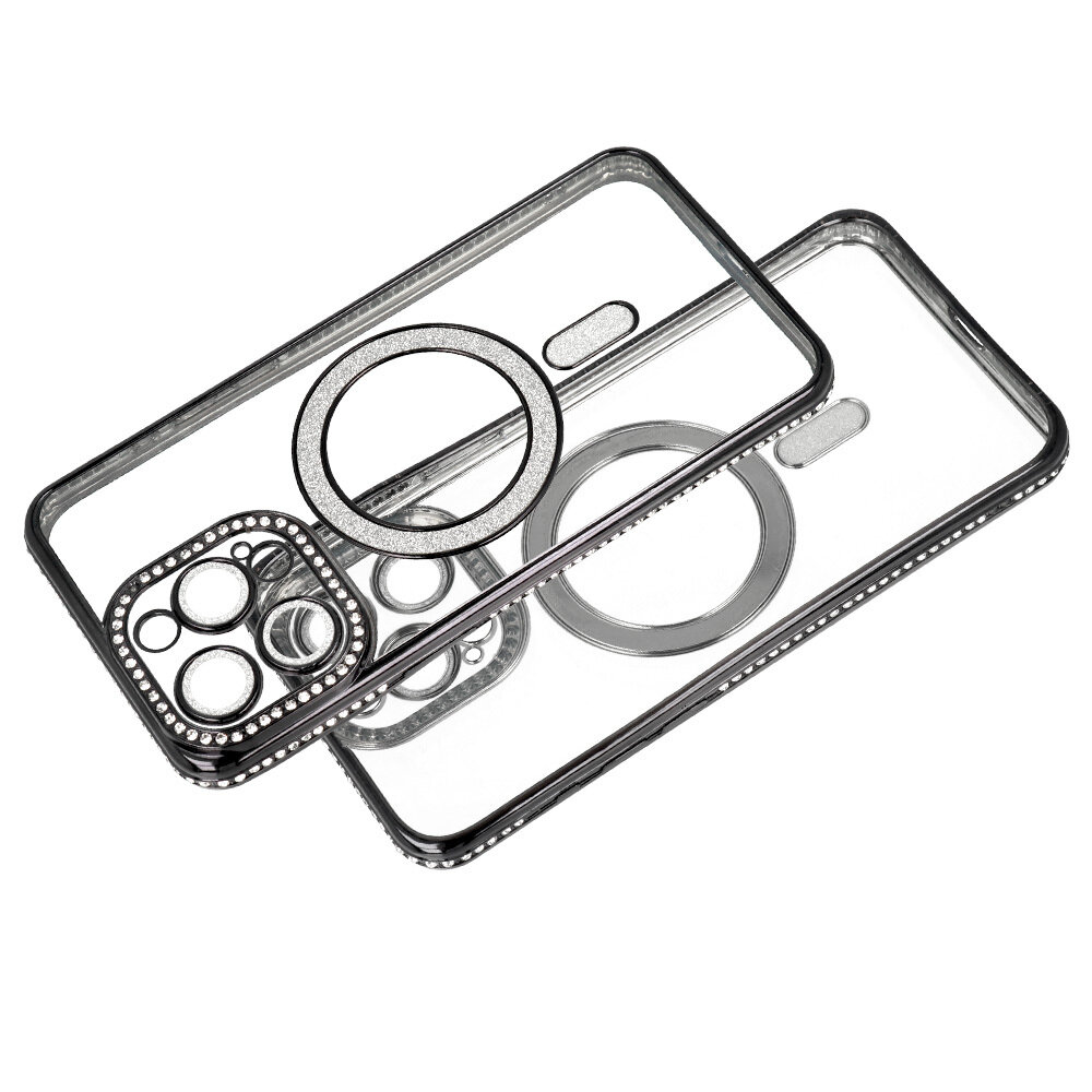 Bling Magsafe maciņš melns, Samsung Galaxy S24 Ultra