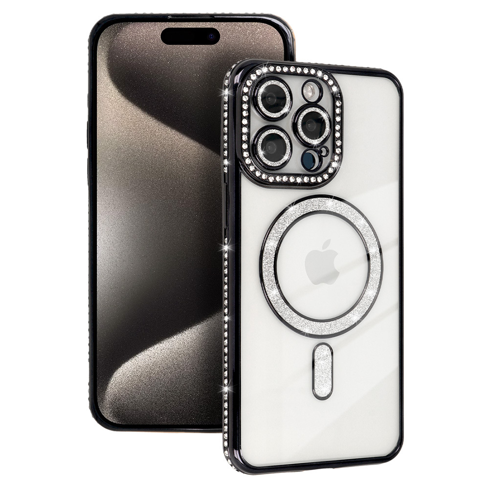 Bling Magsafe maciņš melns, iPhone 16 Pro Max
