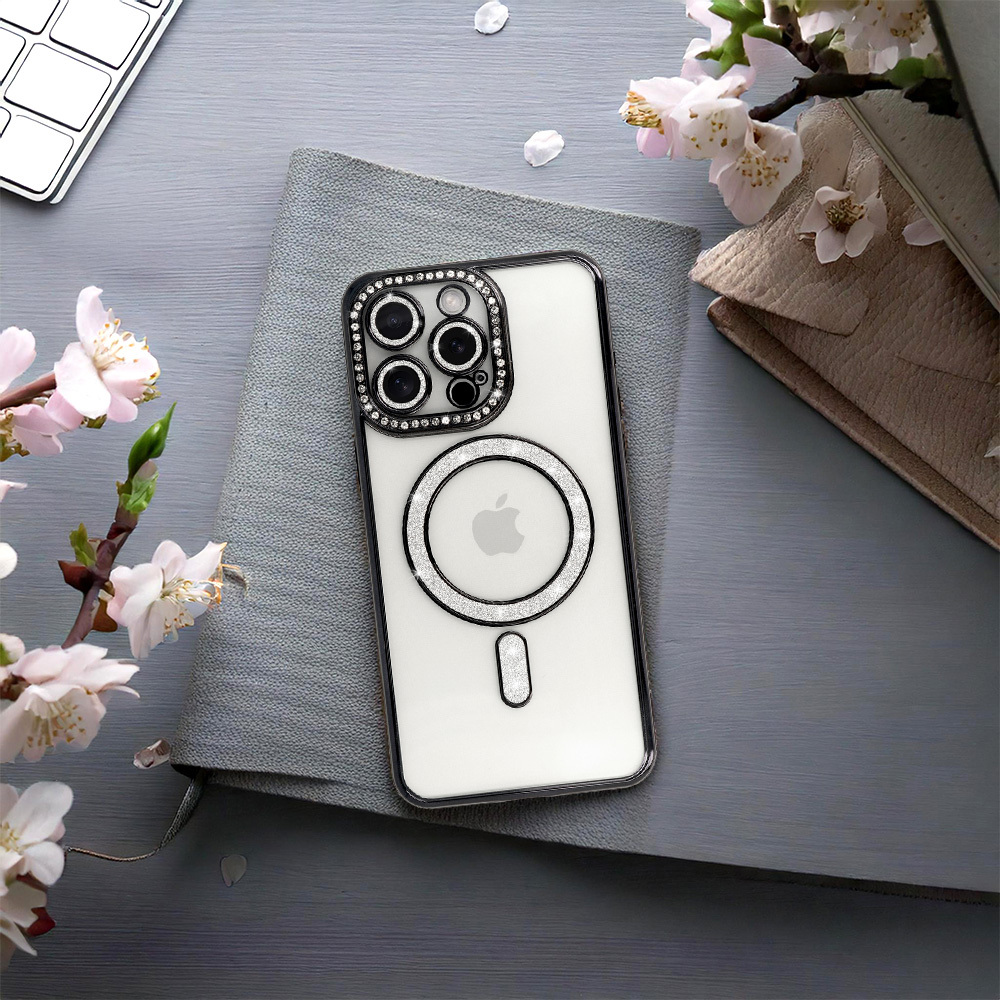 Bling Magsafe maciņš melns, iPhone 16 Pro Max