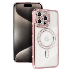 Bling Magsafe maciņš rozā, iPhone 15 Pro