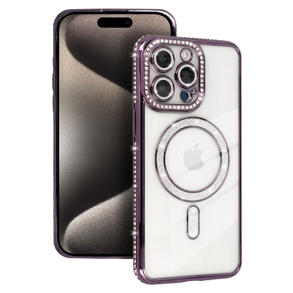 Bling Magsafe maciņš violets, iPhone 15 Pro