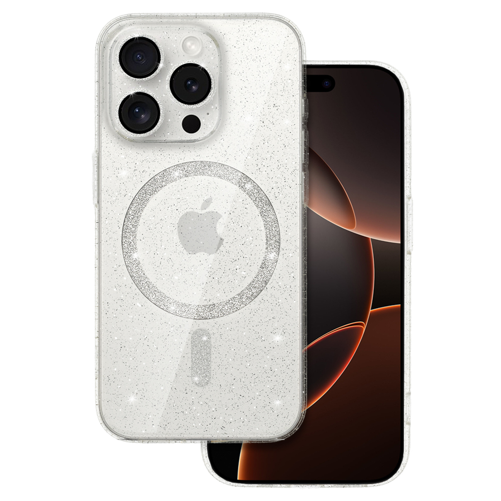 Glitter Magsafe maciņš  caurspīdīgs, iPhone 16 Pro 