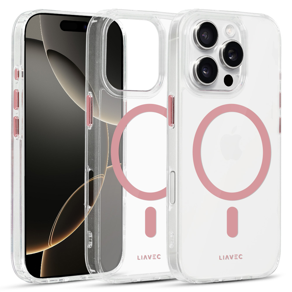 Liavec Glossy Magsafe Clear maciņš rozā, iPhone 16 Pro