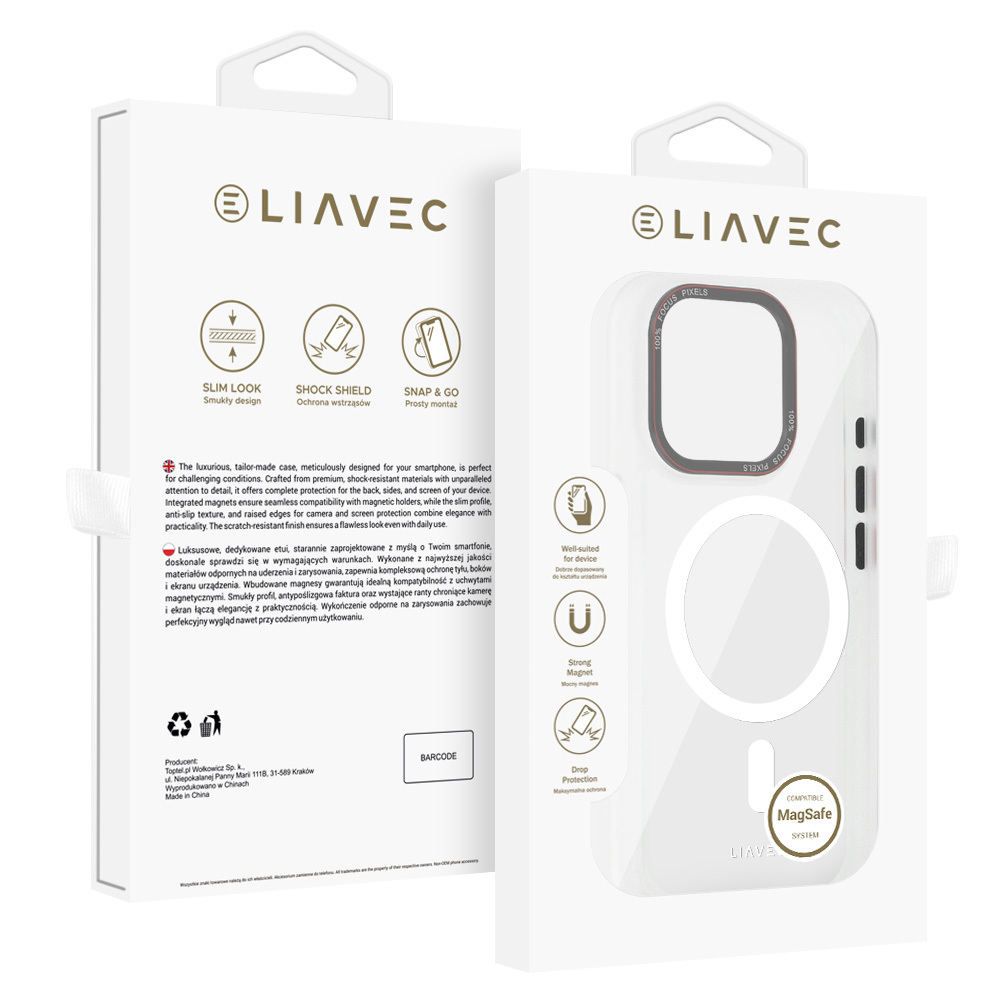 Liavec Hybrid Magsafe Clear maciņš caurspīdīgs, iPhone 16 Pro
