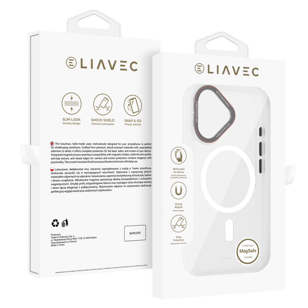 Liavec Hybrid Magsafe Clear maciņš caurspīdīgs, iPhone 16 