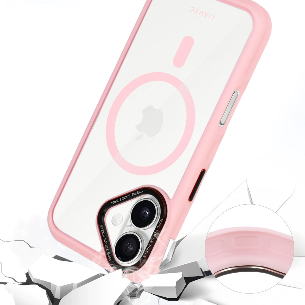 Liavec Hybrid Magsafe Clear maciņš gaiši rozā, iPhone 16 
