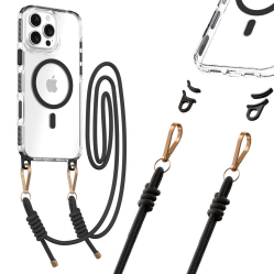 Tel Protect Strap Clear maciņš melns, iPhone 16 Pro 