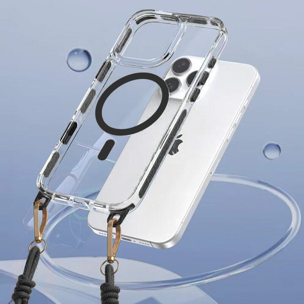 Tel Protect Strap Clear maciņš melns, iPhone 16 Pro 