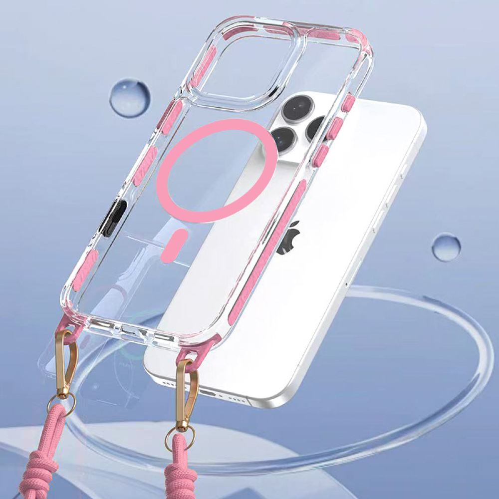 Tel Protect Strap Clear maciņš rozā, iPhone 16 