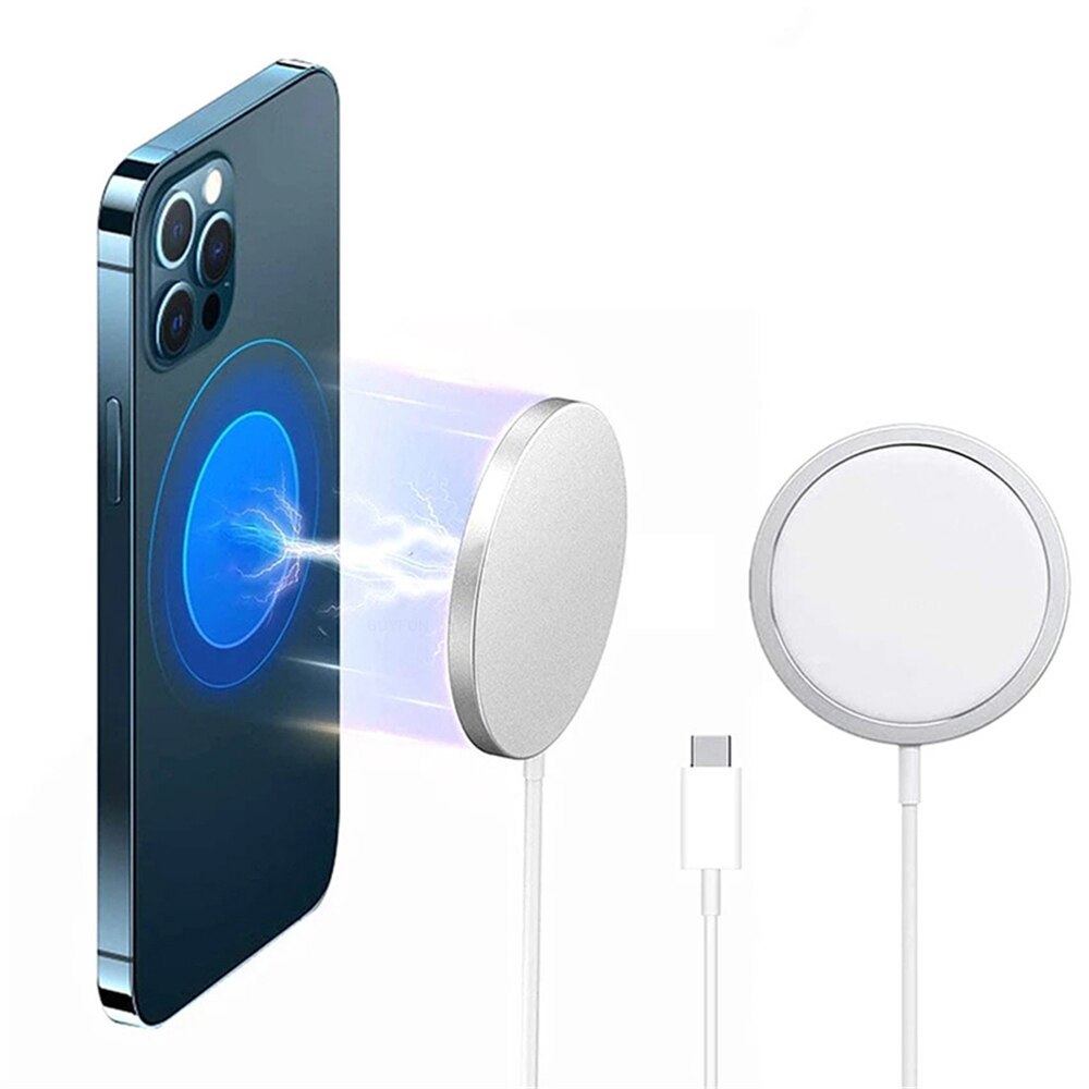 Bezvadu indukcijas lādētājs QI Fast Charge 15W Iphone 14/14 Pro/14 Plus/14 Pro Max/15/15 Plus/15 Pro/15 Pro Max/16/16 Plus/16 Pro/16 Pro Max – balts