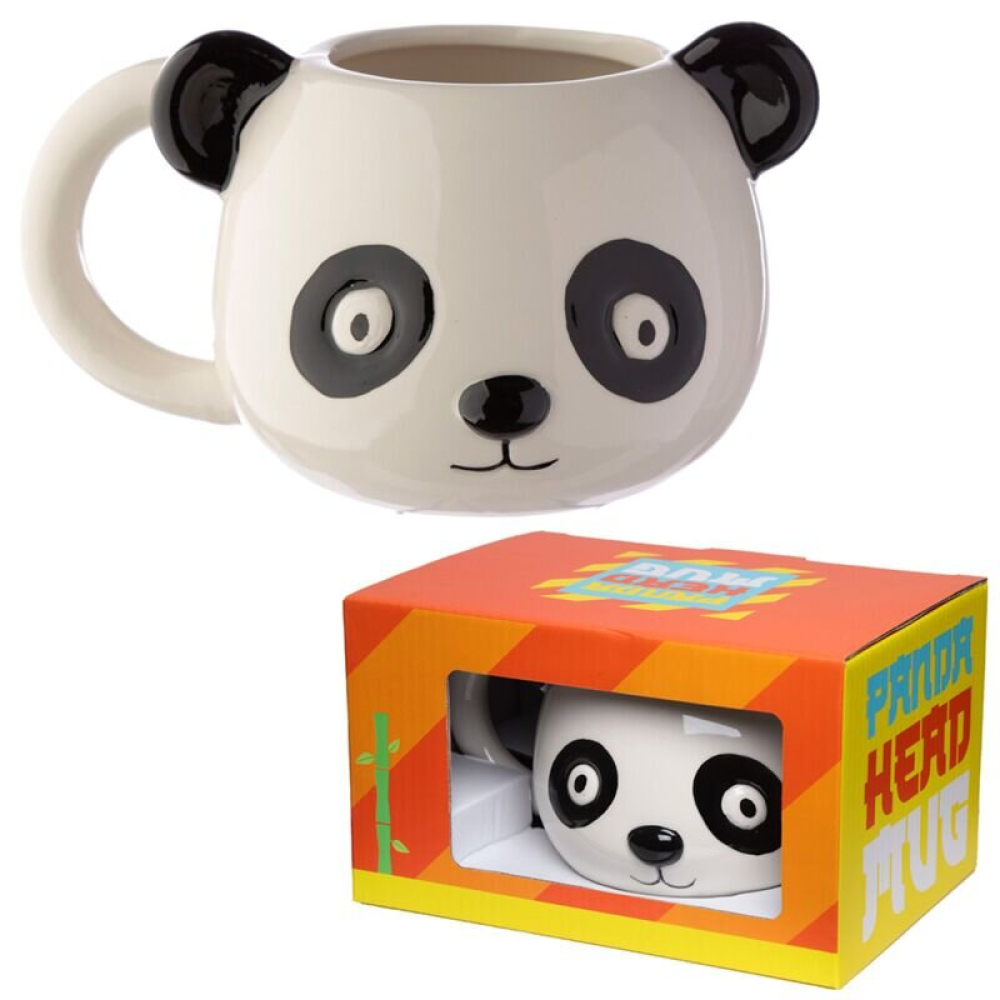 Keramikas krūze pandas galvas formā